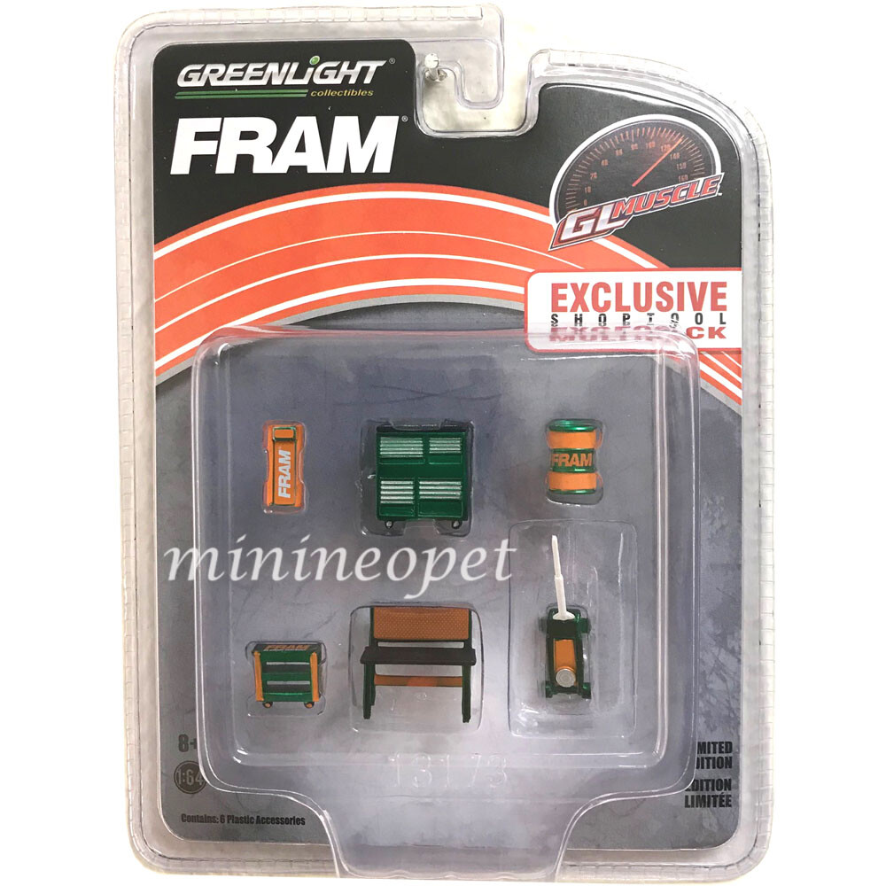 GREENLIGHT 13173 SHOP TOOLS SET ACCESSORIES FOR 1/64 FRAM OIL FILTERS Chase