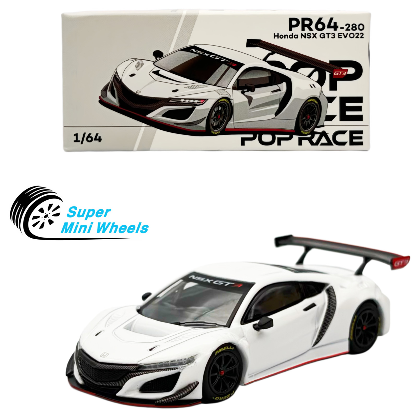 Pop Race 1:64 Honda NSX GT3 EV22 White #280