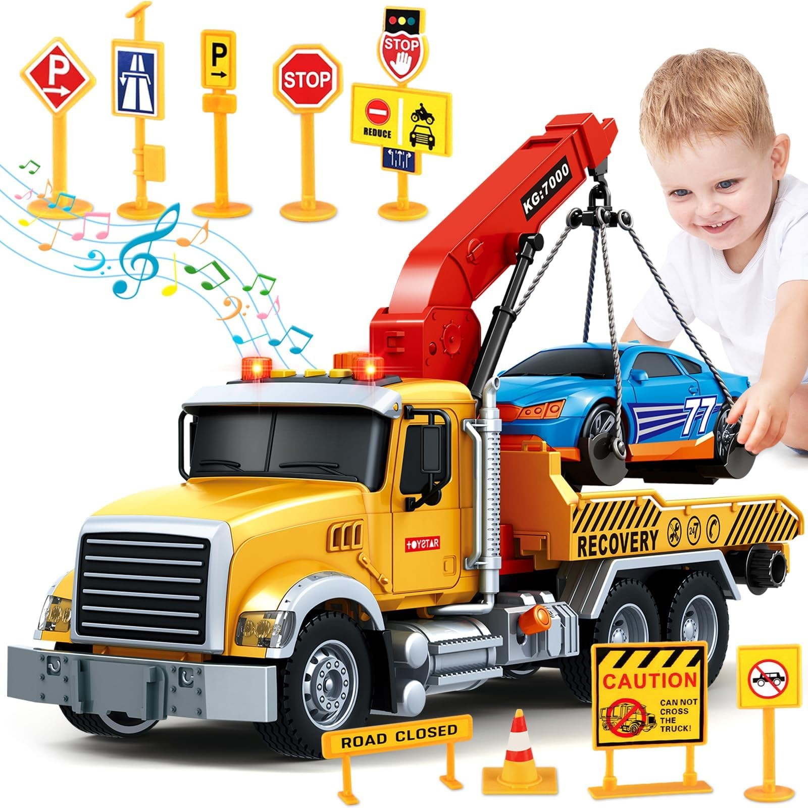 Kids Toys for 3 4 5 6 7 Years Old Boys, 15″ Large Tow Truck Toy, Friction Pow…