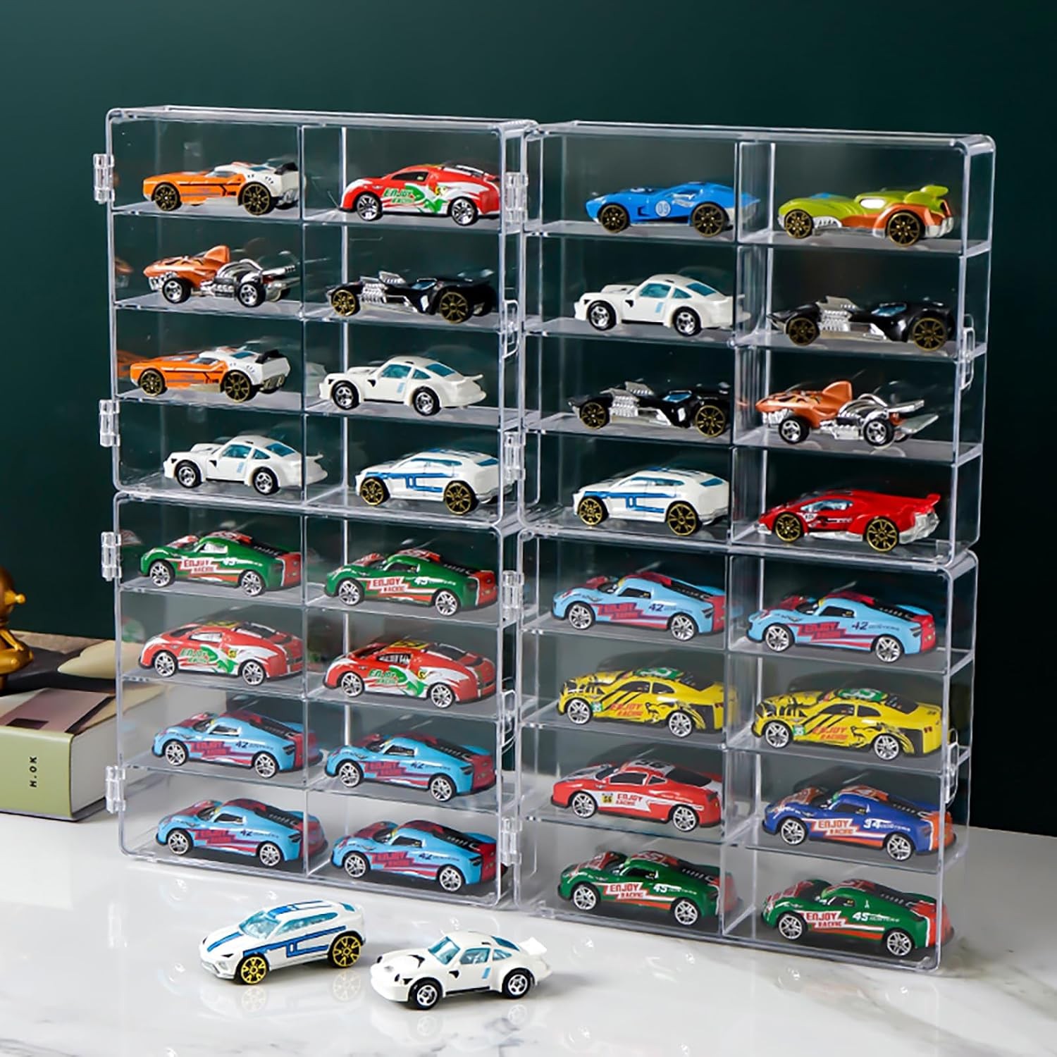 US Clear Acrylic Display Case Storage Box Stackable For 1/64 Scale Diecast Cars
