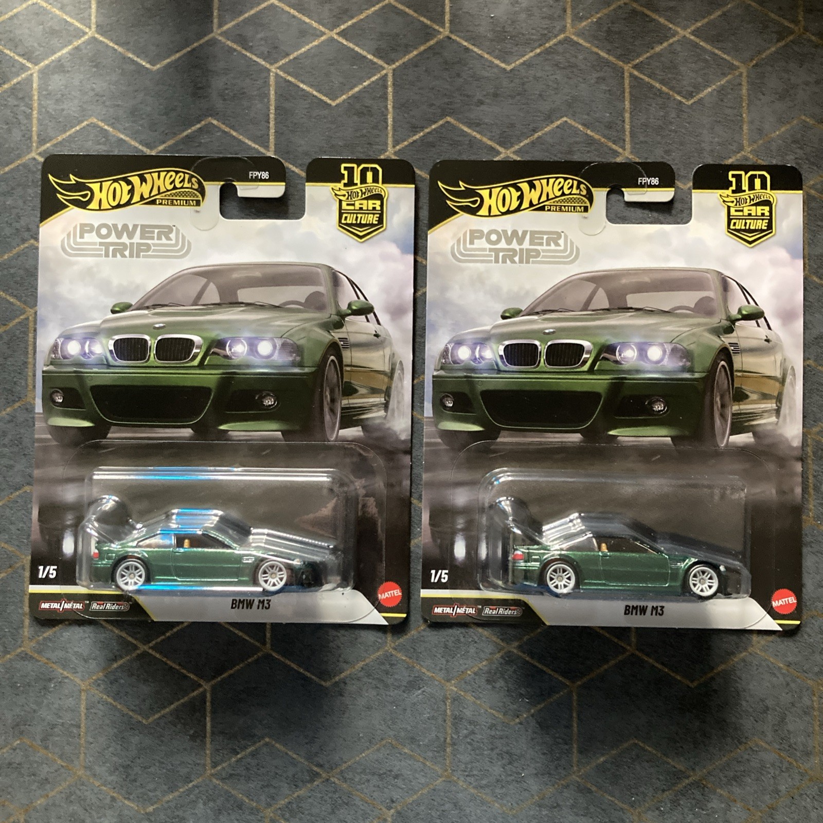 2 Hot Wheels Premium Power Trip BMW M3 E46 Dark Green New! Lot of 2