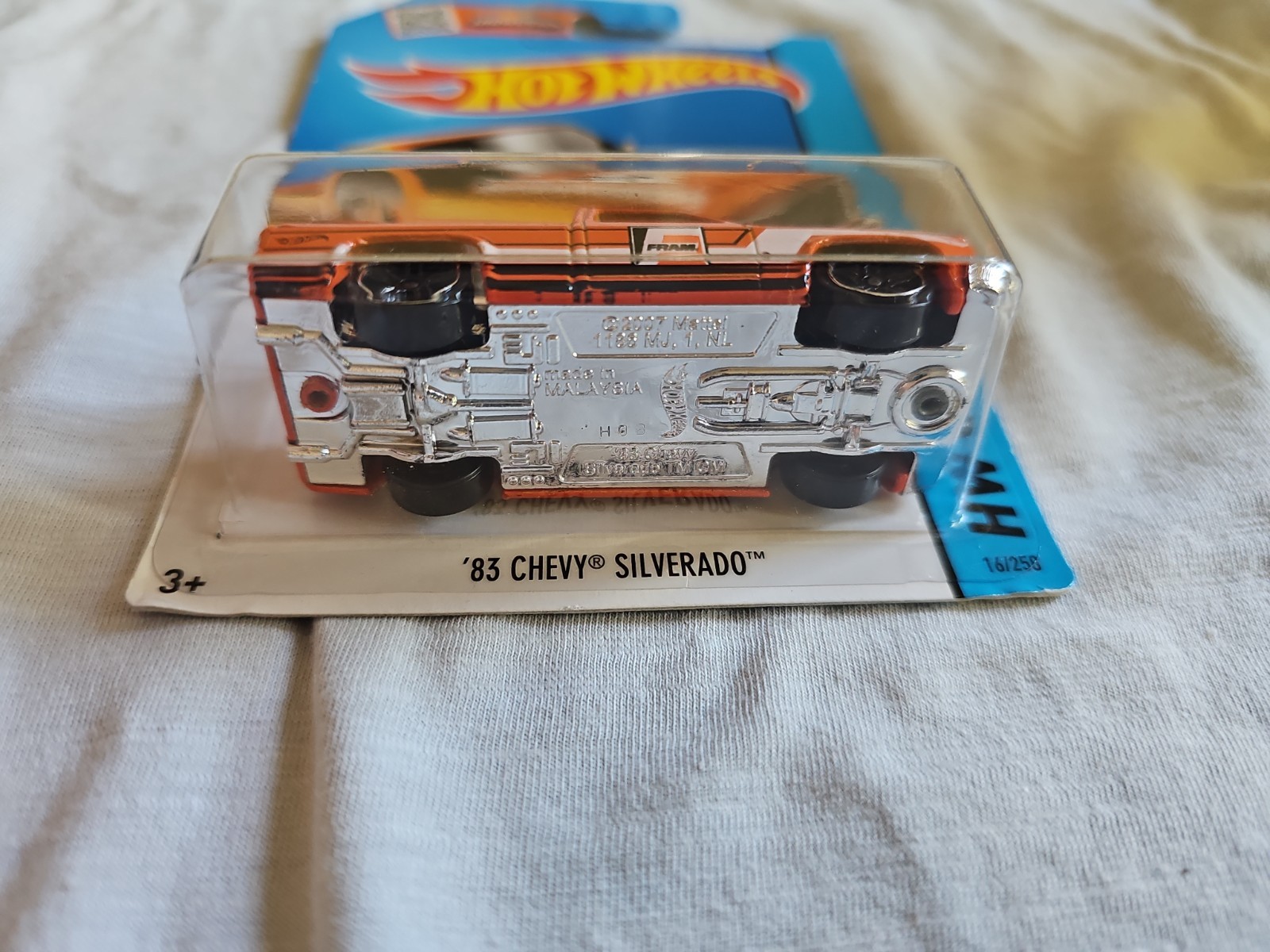 2015 Hot Wheels ’83 CHEVY SILVERADO Orange 16/250 GREAT CARD Performance FRAM