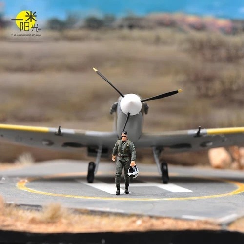 Miniatures Figure Scene Props 1/64 Male Pilot Holding a Helmet For Car Vehicle
