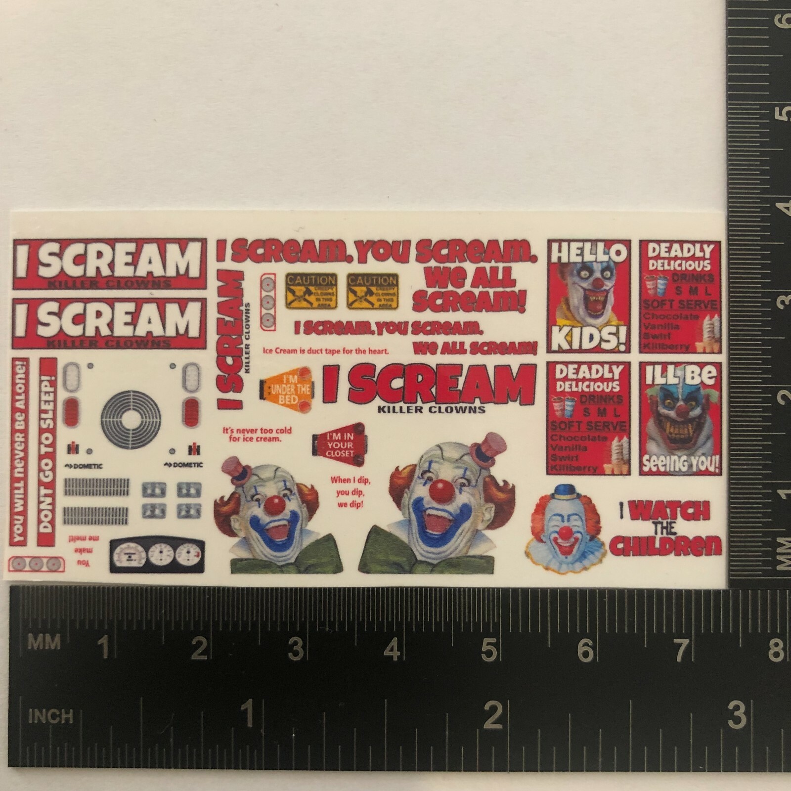 Clear Waterslide Decal for Hot Wheels Ice Cream Truck Quick Bite I SCREAM Clown