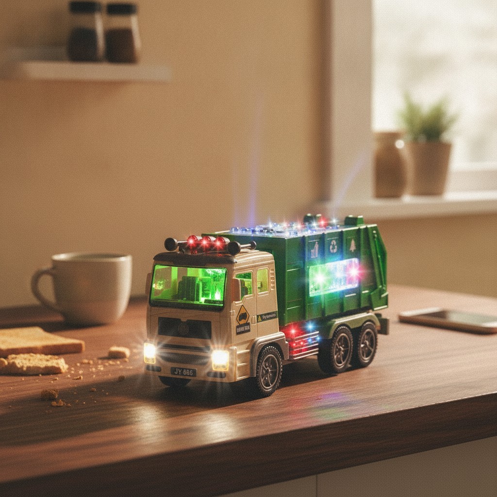 Toy Garbage Truck with 4D Lights & Sounds for Boys, Toddlers, Kids 3+ – Trash…