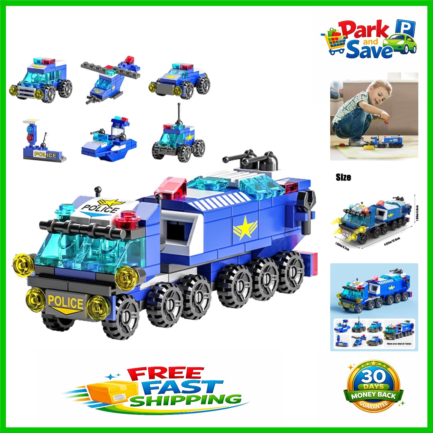 Educational 147-Piece Police Car Building Set – Ideal for Ages 4-10