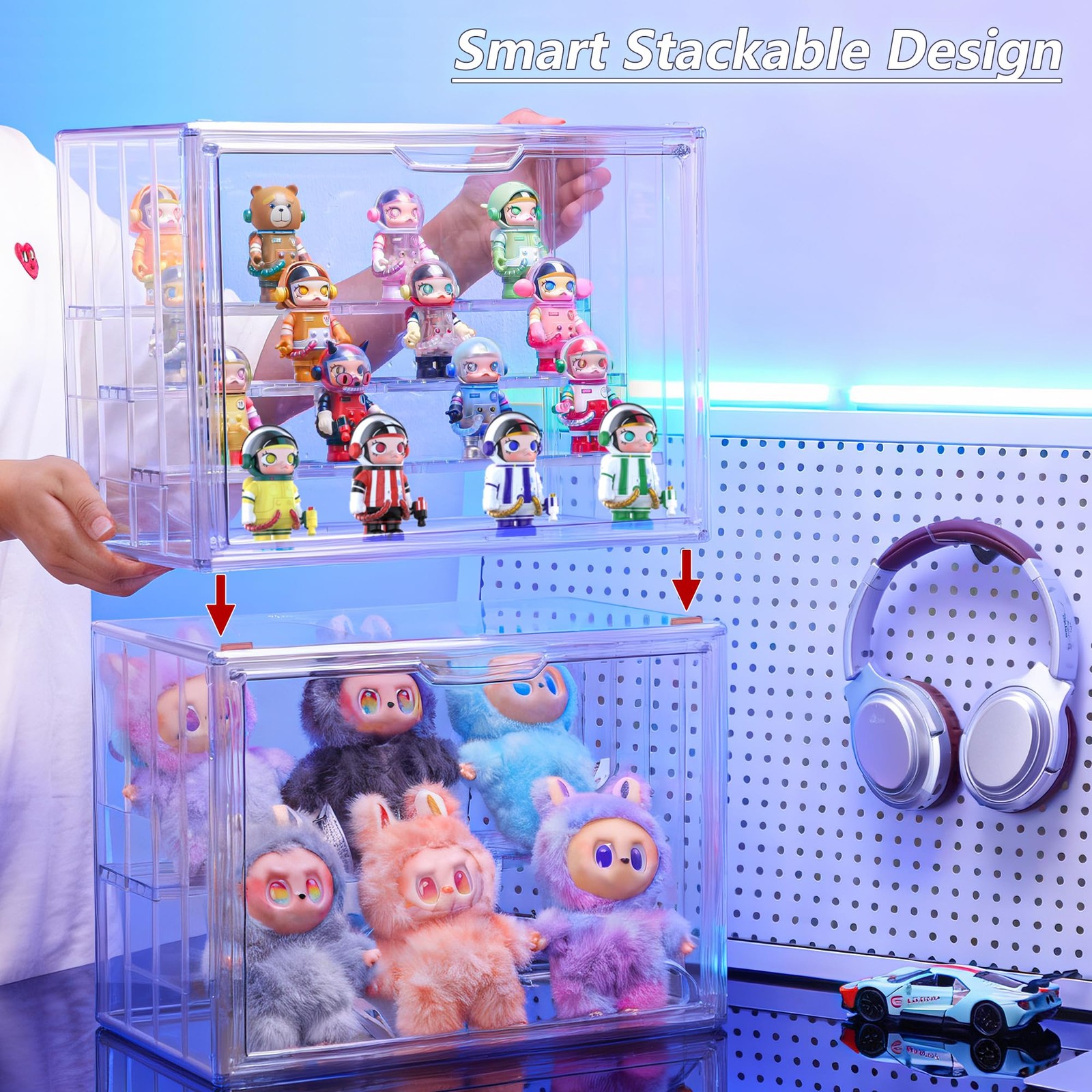 Acrylic Clear Display Case for Collectibles, 4 Layer Large 1-Pack,