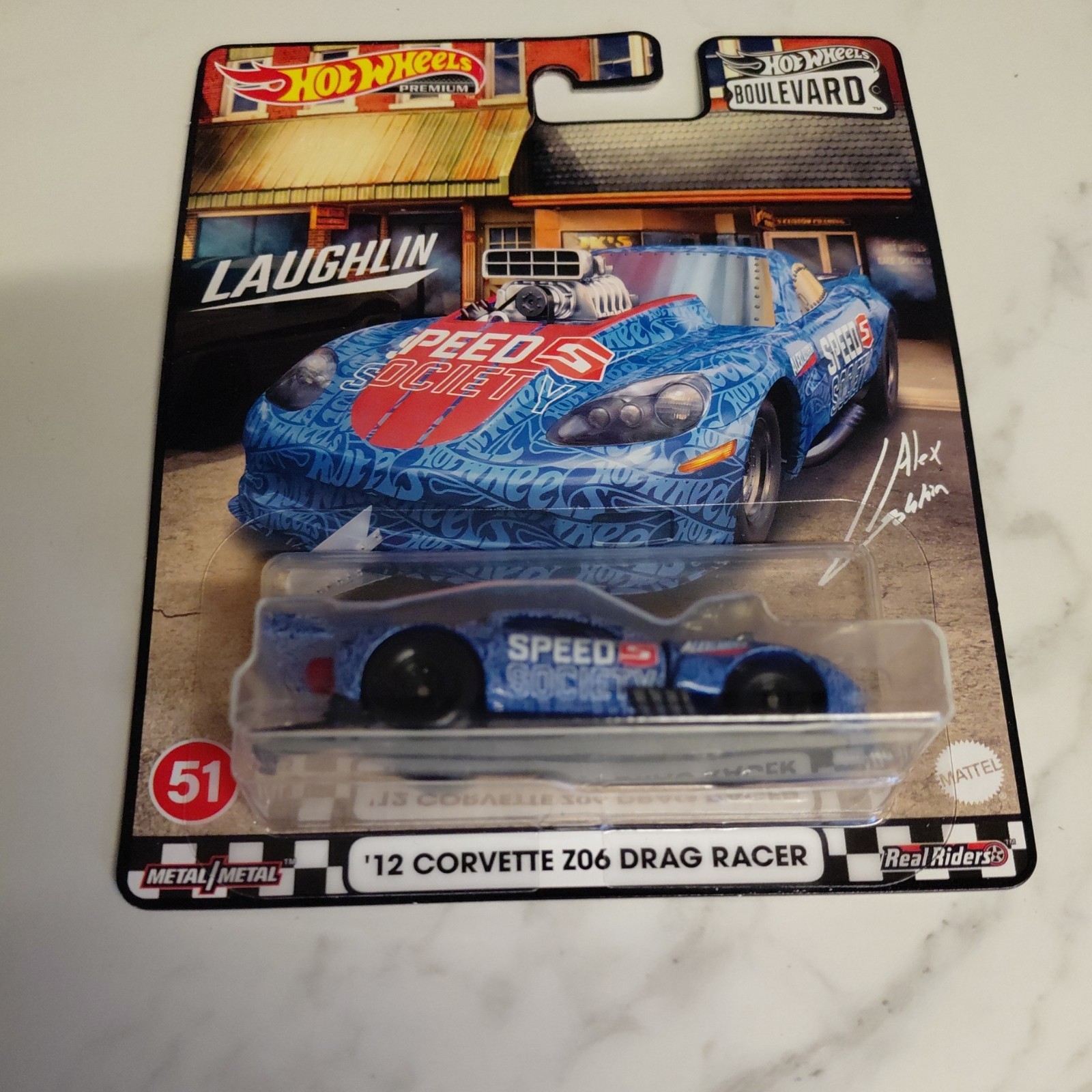 2022 HOT WHEELS 1:64 PREMIUM BOULEVARD #51 BLUE ’12 CORVETTE Z06 DRAG RACER