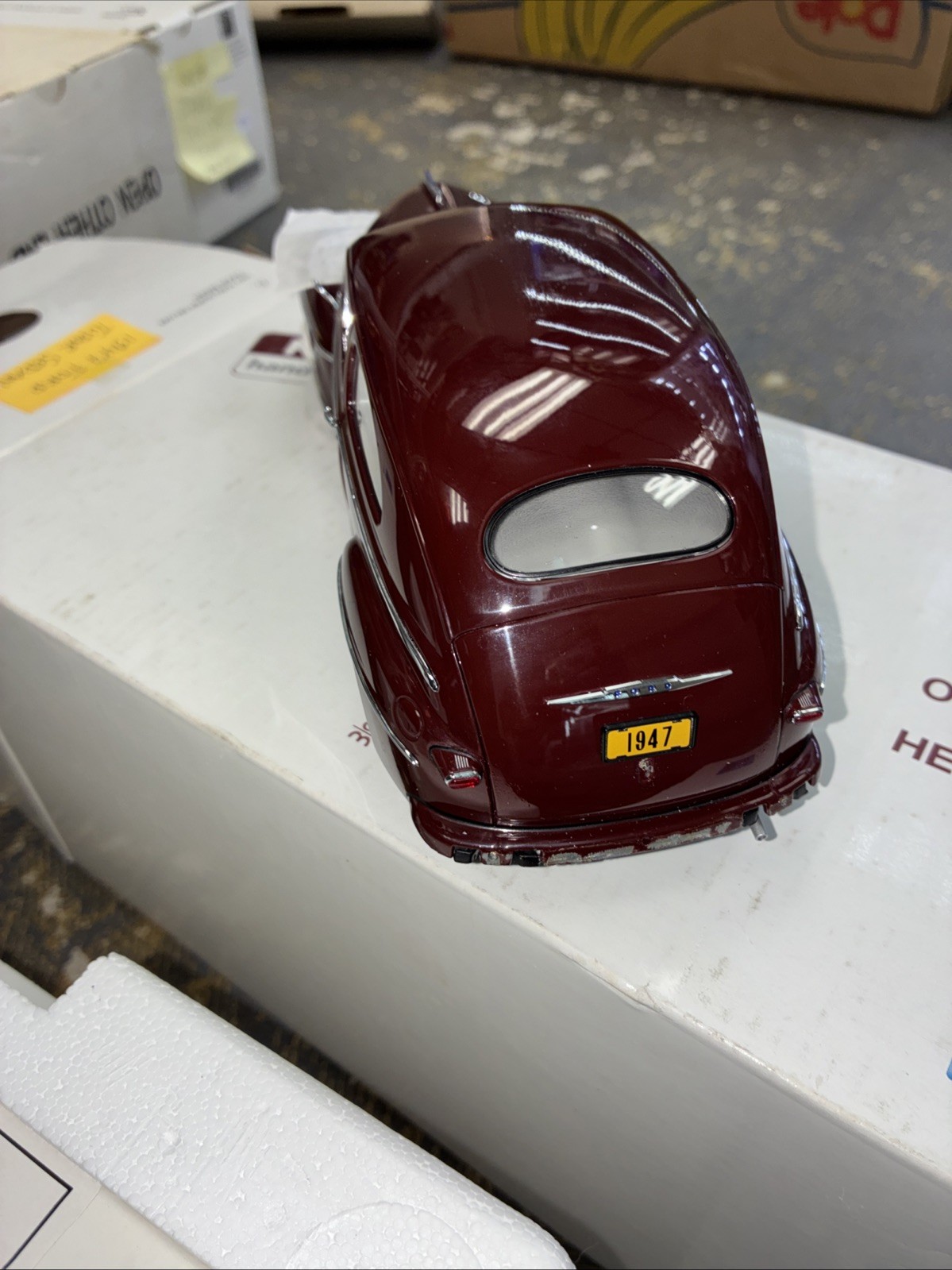 Danbury Mint 1:24 Burgandy 1947 Ford Super Deluxe Tudor Sedan.