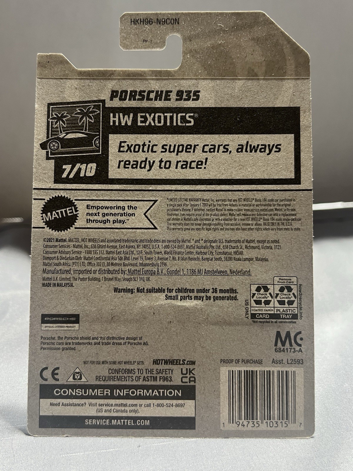 2023 HOT WHEELS #223 PORSCHE 935 HW: EXOTICS 75th ANNIVERSARY | BLUE