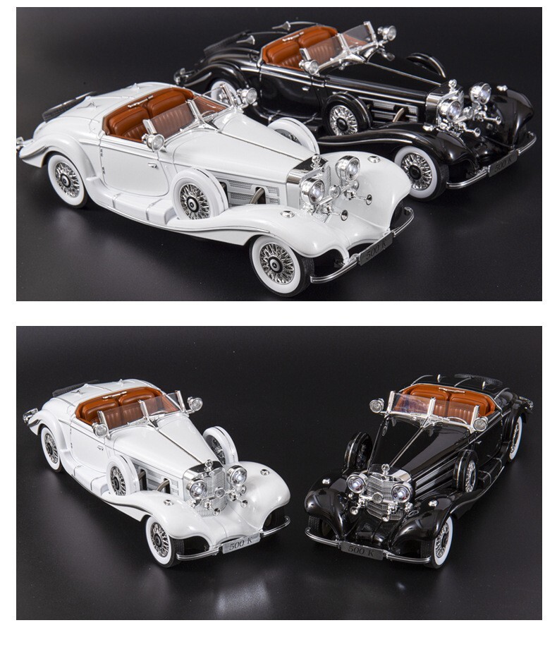 1:24 1936 Mercedes-Benz 500K Special Roadster Diecast Model Car Vintage Toy Gift