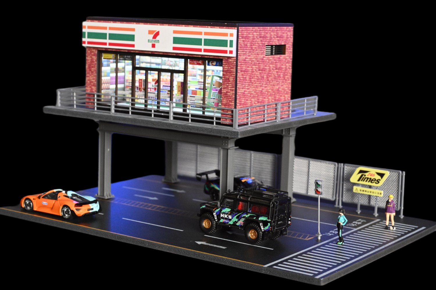 US Diorama 1:64 Die-Cast Car Garage Model City Street Repair Building Gift Scene