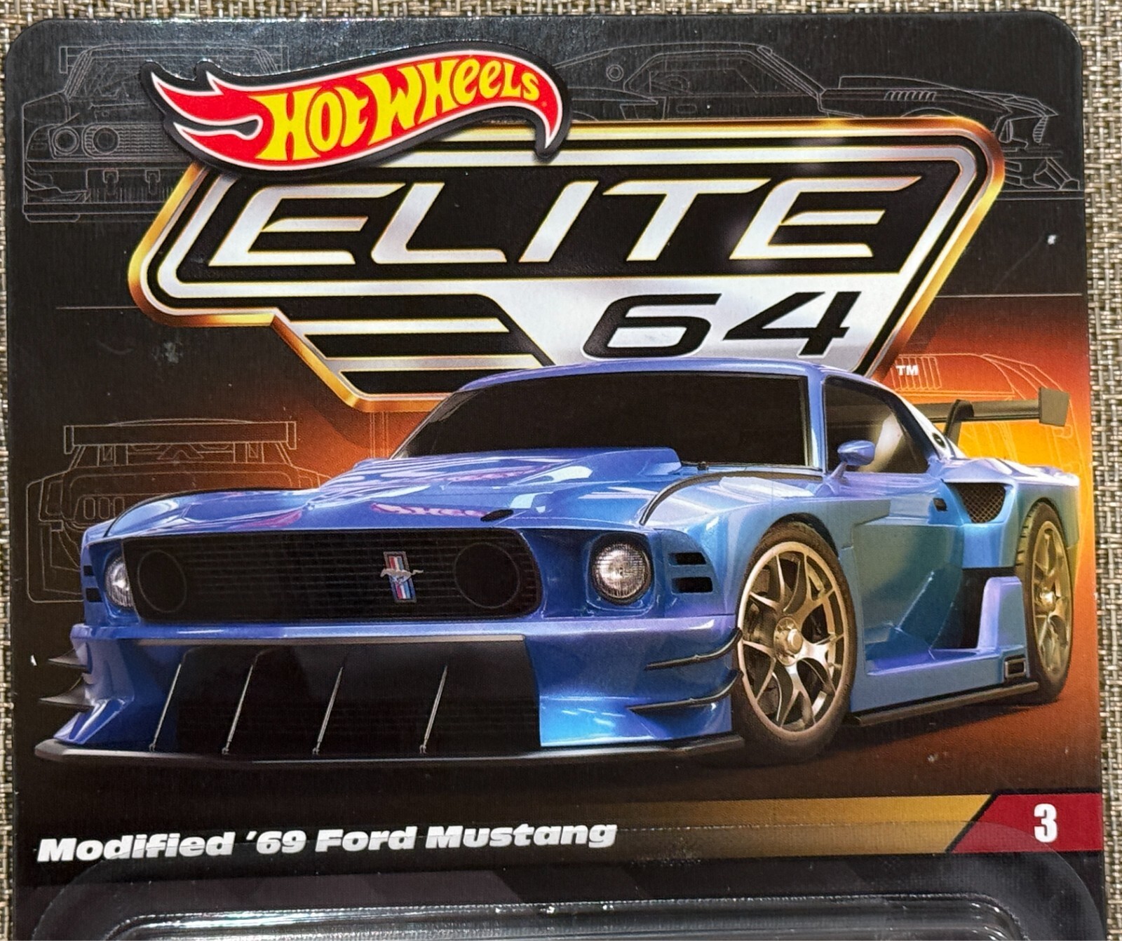 Hot Wheels Elite 64 Licensed Ford Blue Modified 69 Mustang , Free shipping !