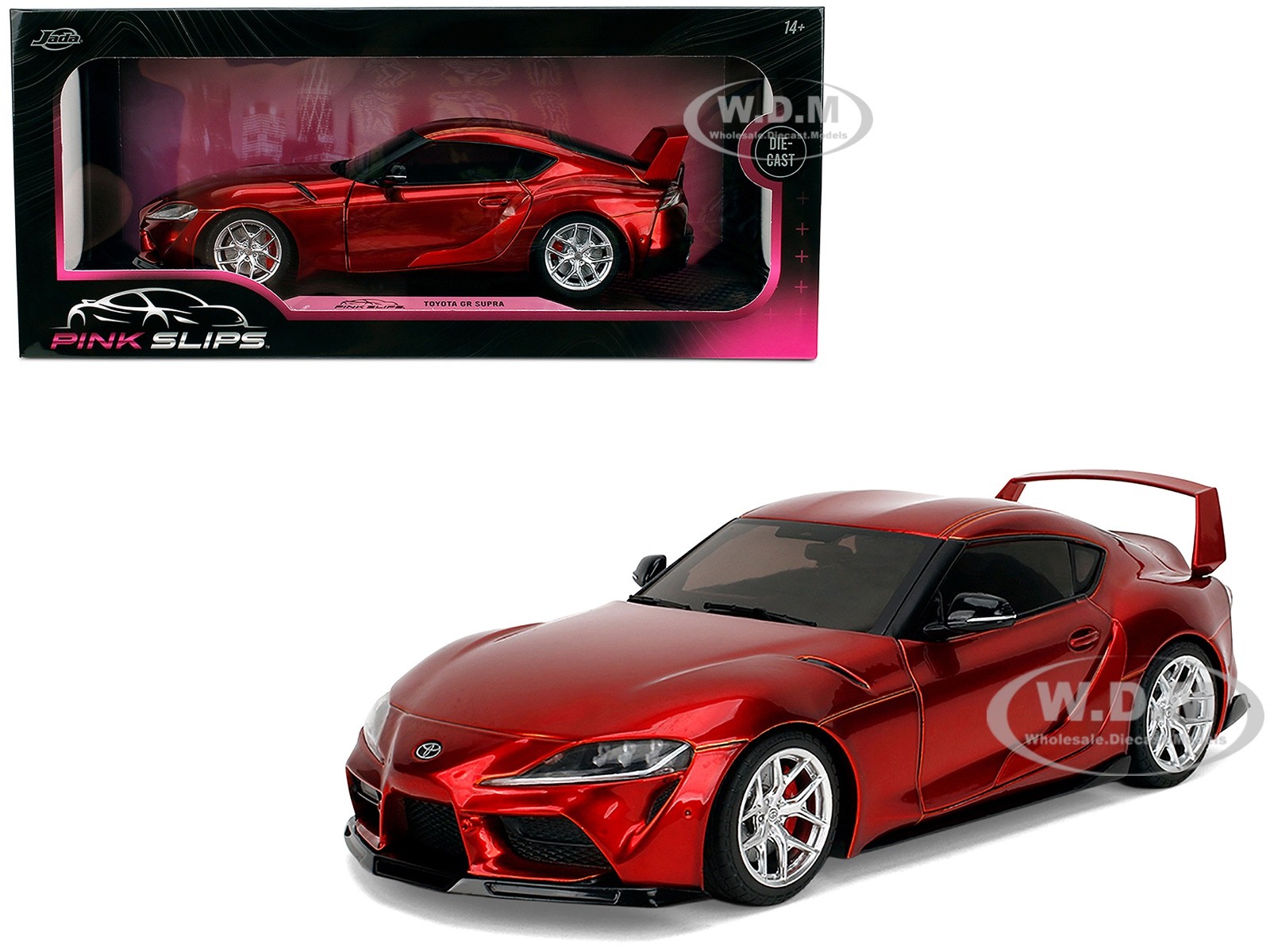 TOYOTA GR SUPRA RED METALLIC 1/18 DIECAST MODEL CAR BY JADA 36468
