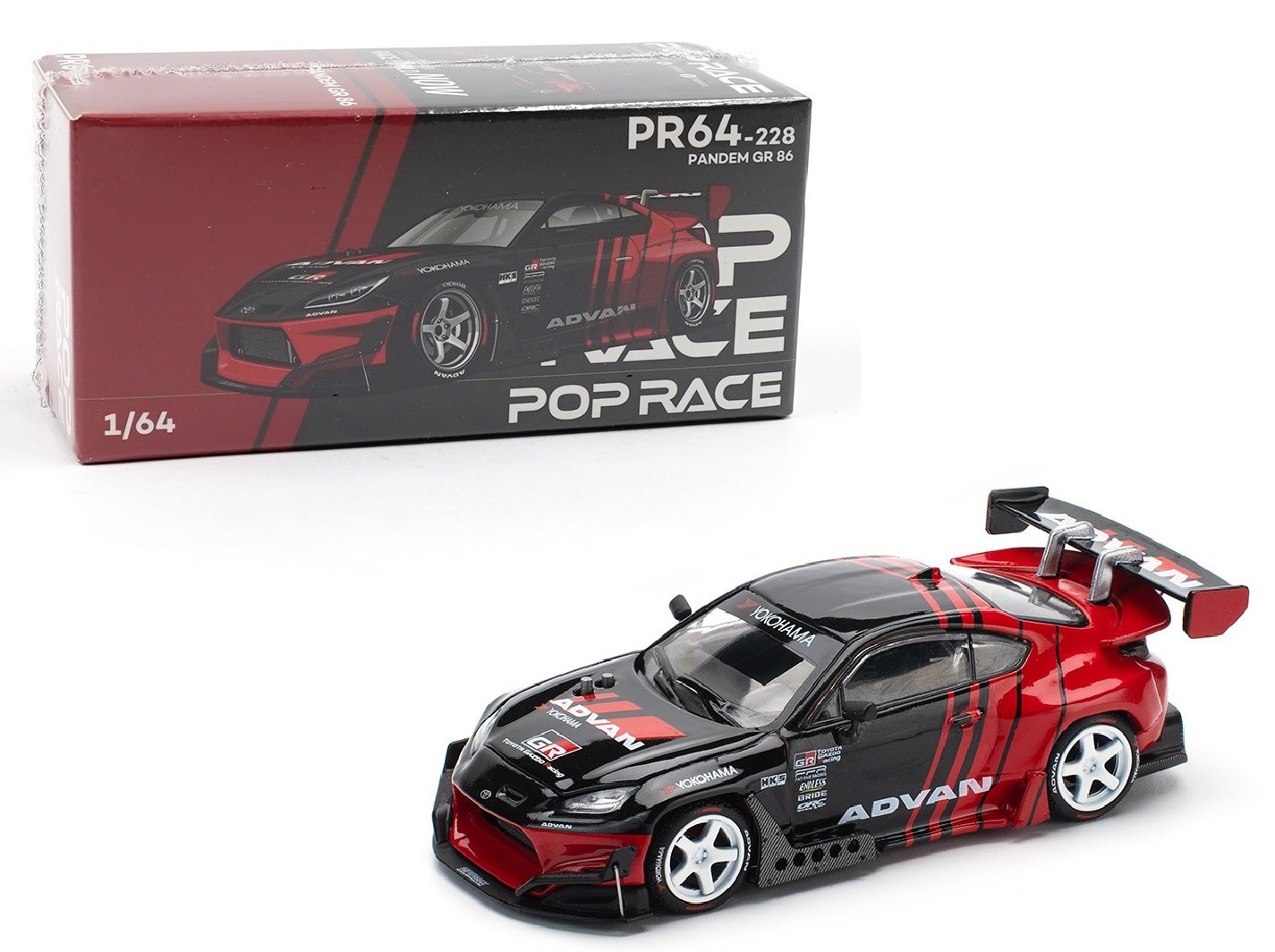 Pop Race 1:64 Toyota GR86 Pandem Advan Livery Diecast Model Car PR640228