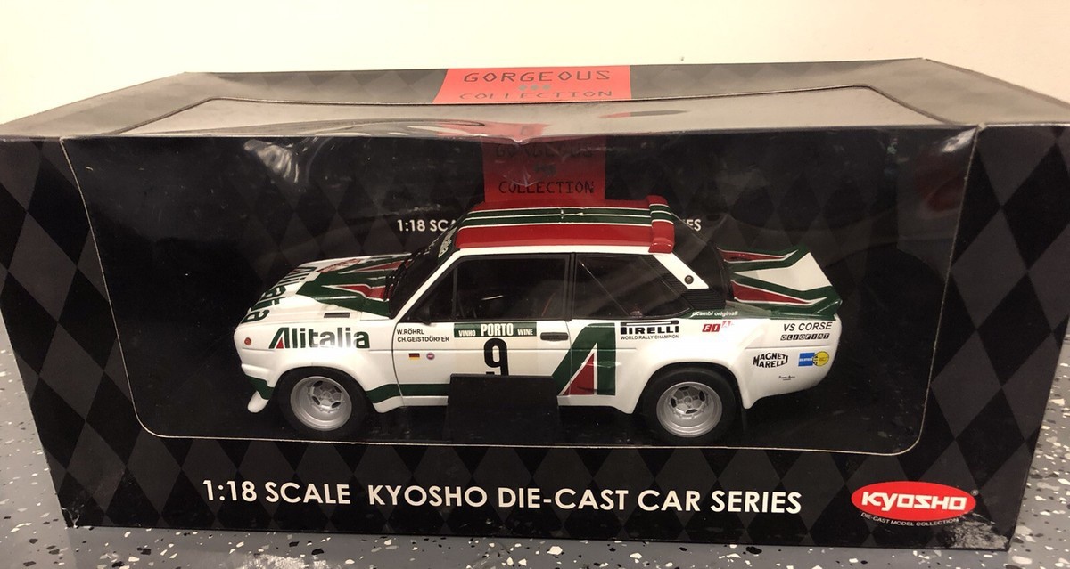 KYOSHO 1/18 FIAT 131 ABARTH ALITALIA Portugal Rally 1978 #9 (08371B)- RARE NEW!
