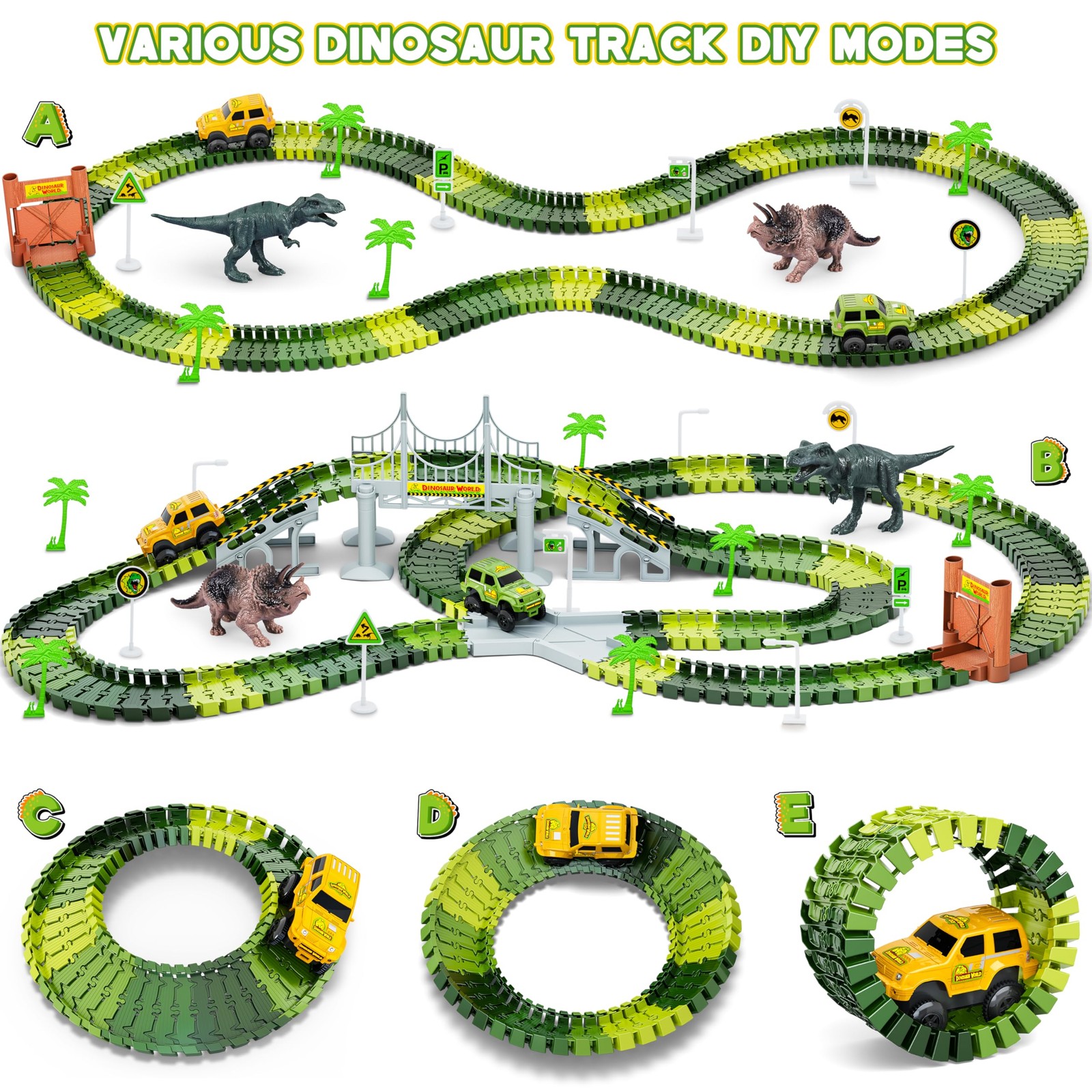 Dinosaur Track Set: 271 PCS Race Cars & Toys for Kids Ages 3-8