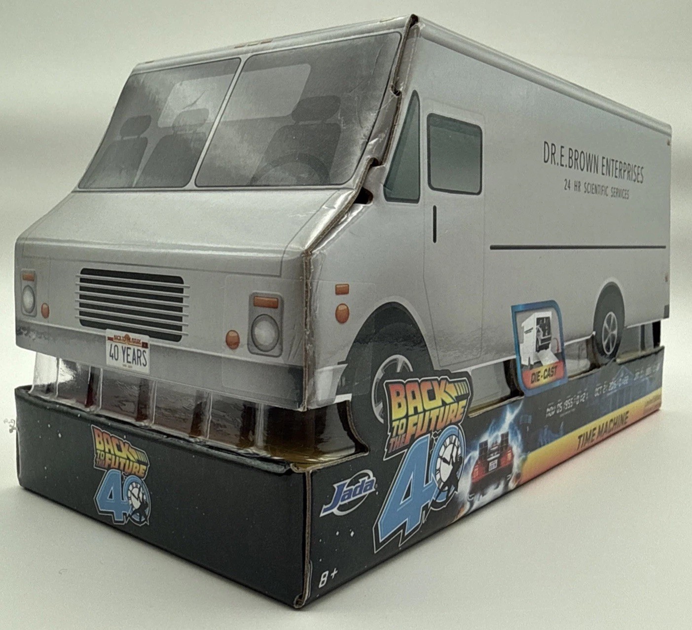 Jada Back to the Future 40th Frost DeLorean 1:32 Doc Brown Van Box