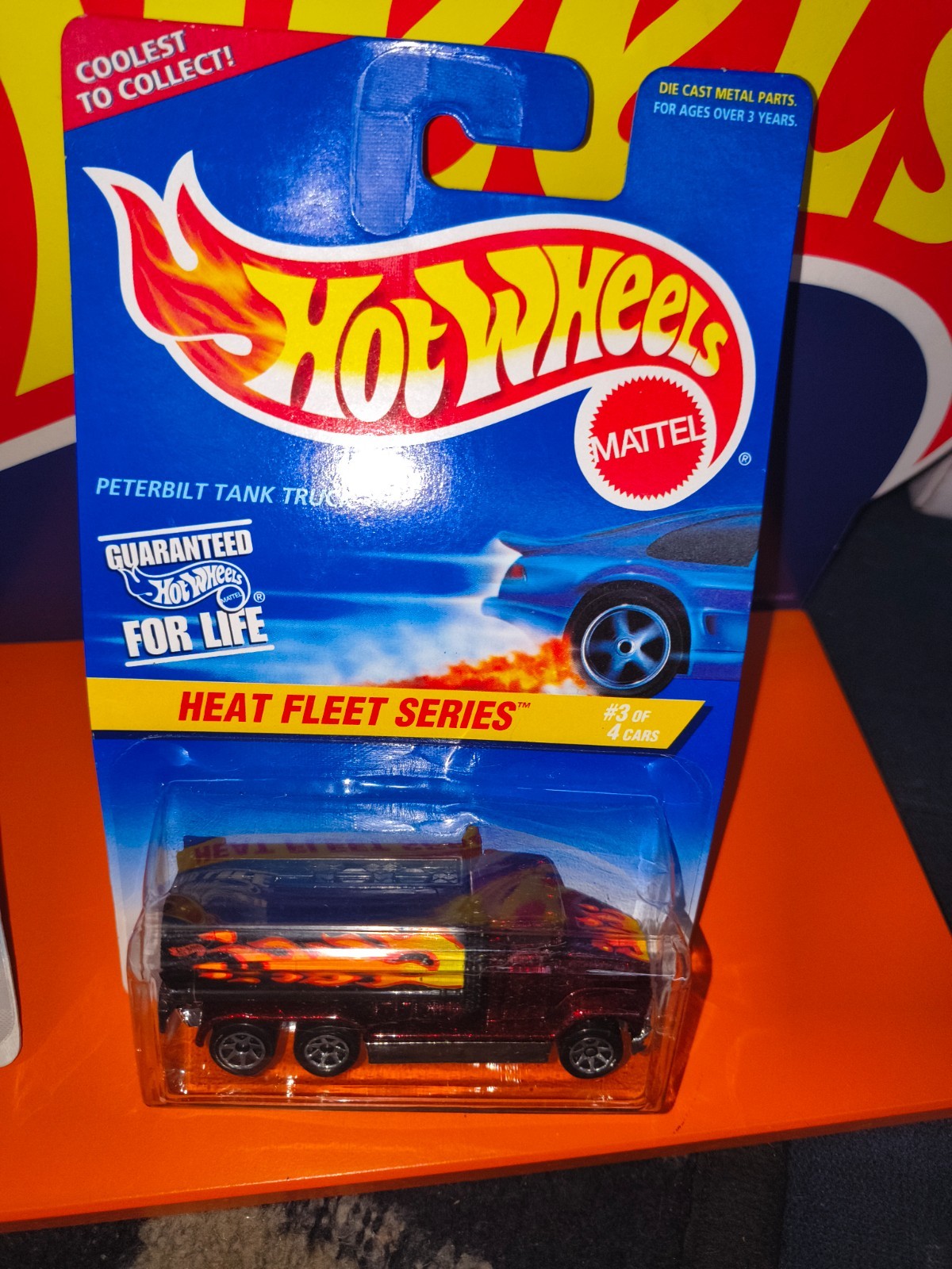 1997 Hot Wheels PETERBILT TANK TRUCK #539 🔥 dark red cab;chrome base;Heat Fleet