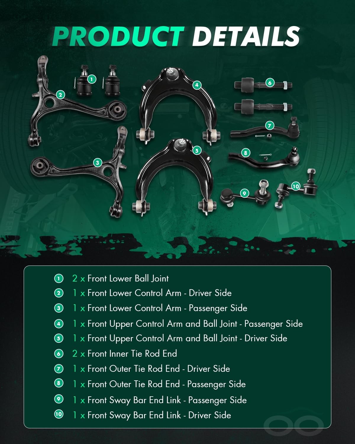 12Pcs Front Suspension Kit 2 Upper Control Arm and Ball Joint 2 Lower Control Ar