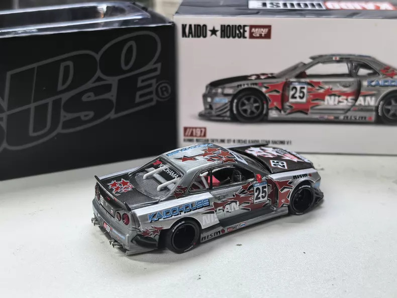 CHASE 1/64 Mini GT Kaido House Nissan Skyline R34 Star Racing V1 Raw Metal Car