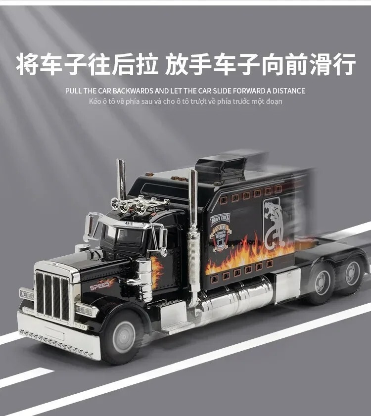 1:24 Diecast Vehicle for Peterbilt Heavy Truck 389 Model Truck Toy Sound Light