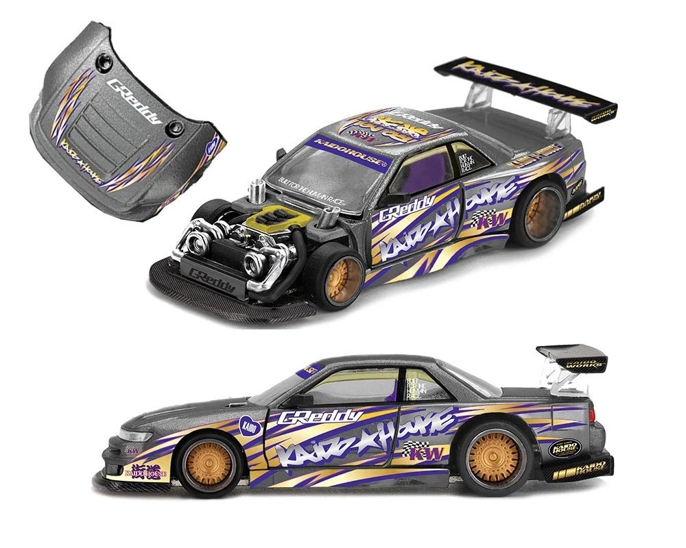 1/64 Kaido House x Mini GT Nissan Silvia S13-R Kaido Drift V1 Greddy Grey