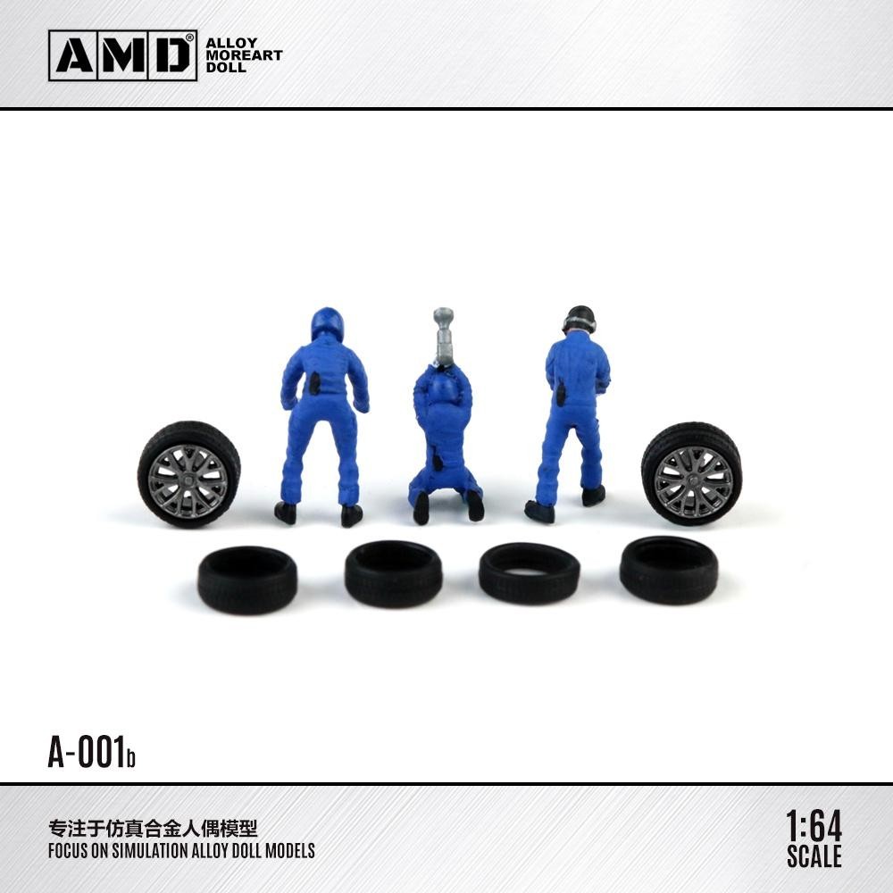 CAR REPAIR MECHANIC FIGURE WHEELS & TIRES DECALS 1/64 DIECAST BY MOREART AMD MA