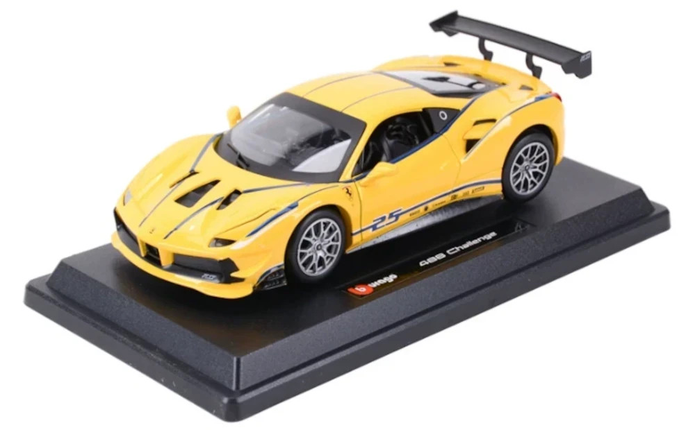 2016 Ferrari 488 challenge #25 1/24 Scale Diecast Model Bburago – YELLOW w/ BOX