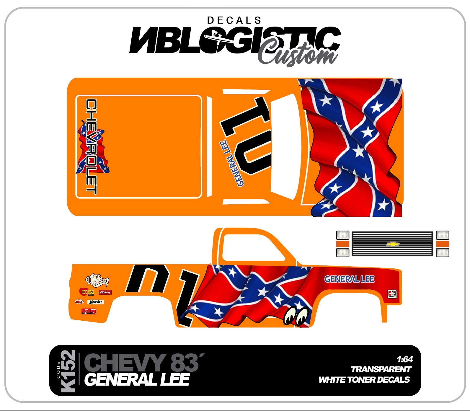 ’83 CHEVY SILVERADO Custom WaterSlide Decal for hot wheels 1/64 144
