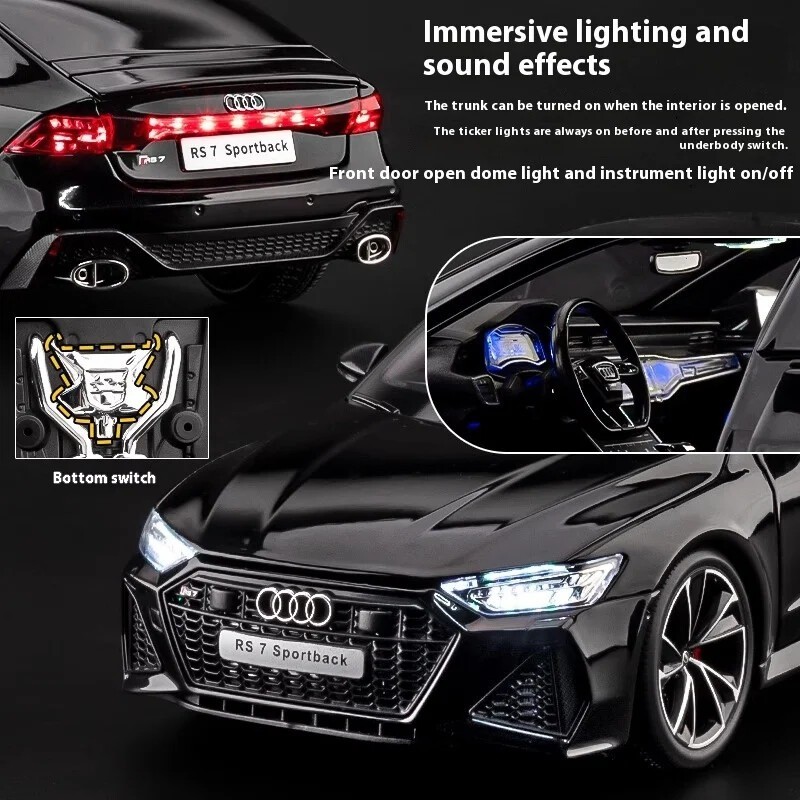 1/18 for RS7 Sportback Model with Key Remote Control-Sound Light Effects Model