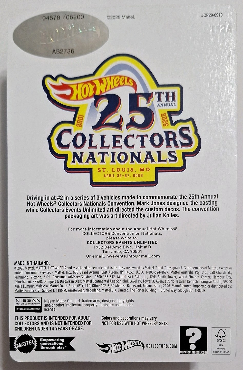 HOT WHEELS 25TH ST. LOUIS NATIONALS 1997 NISSAN 240SX (S14) & CORVETTE C8.R
