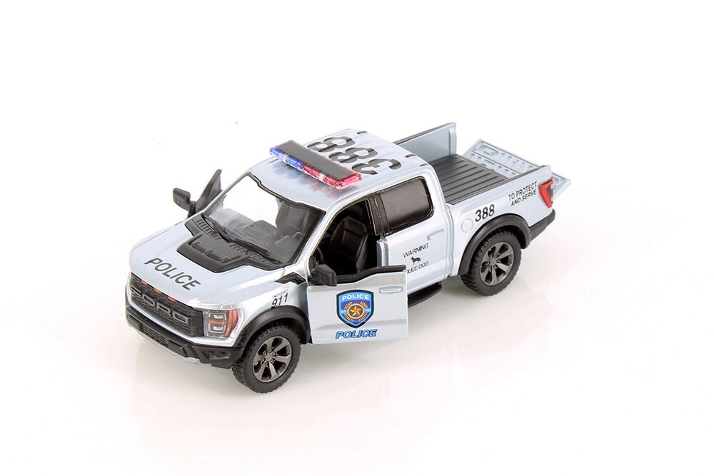 2 PC Kinsmart 2022 Ford F-150 Raptor Police/Fire 1:46 Diecast Toy Truck 5 inch