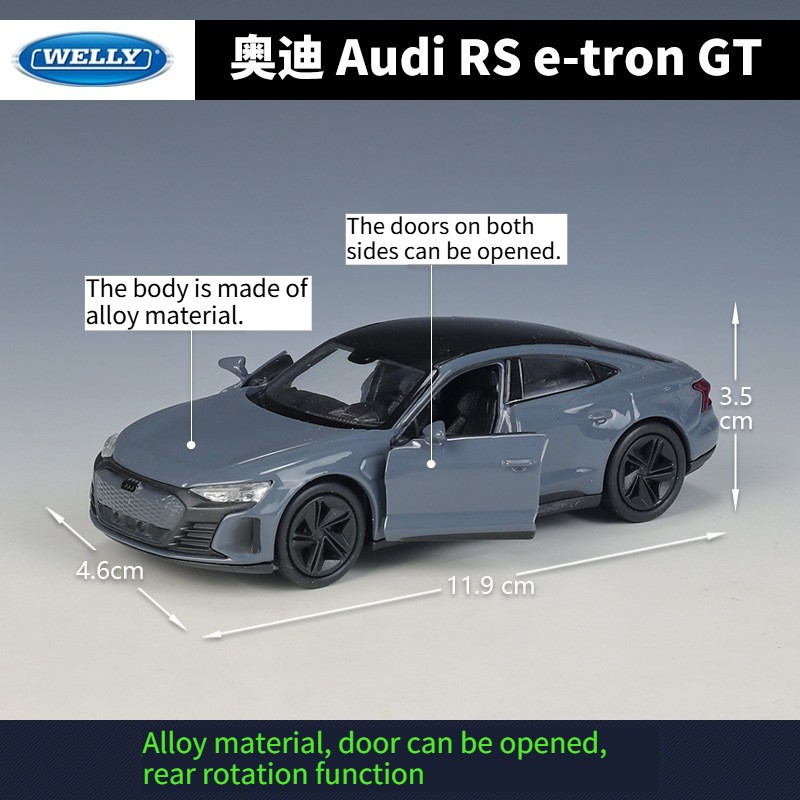 Welly 1:36 Audi RS e-tron GT Pull Back Diecast Alloy Car Model Collectible Gift