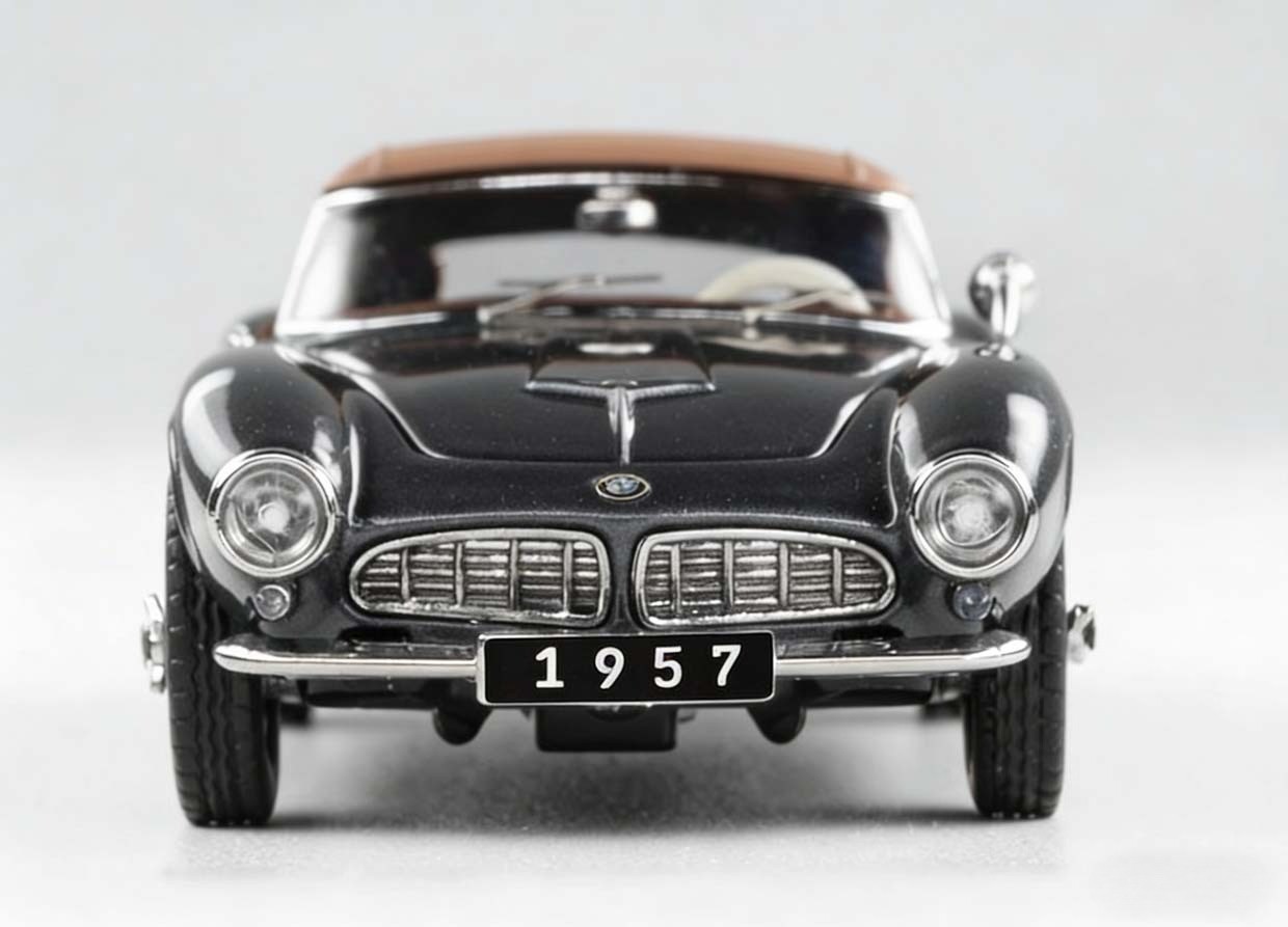 GFCC 1:64 Gray 1957 507 Hard Top Classic Sports Model Diecast Metal Car