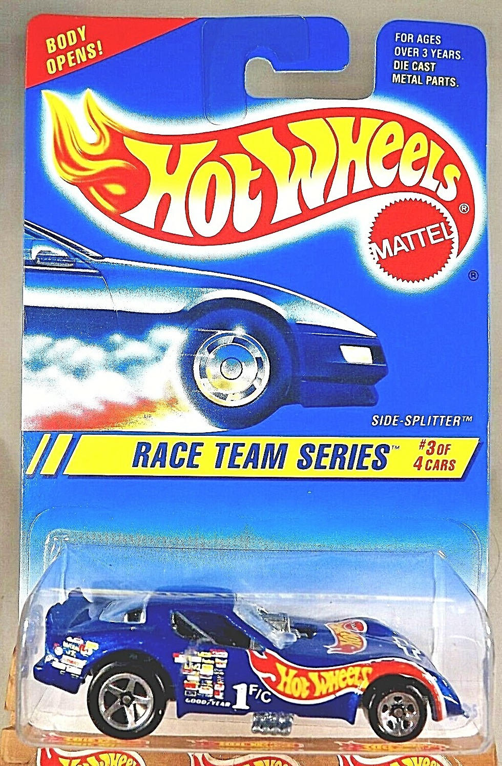 1995 Hot Wheels #277 Race Team Series 3/4 SIDE-SPLITTER Blue w/Chrome 5 Sp-Varia