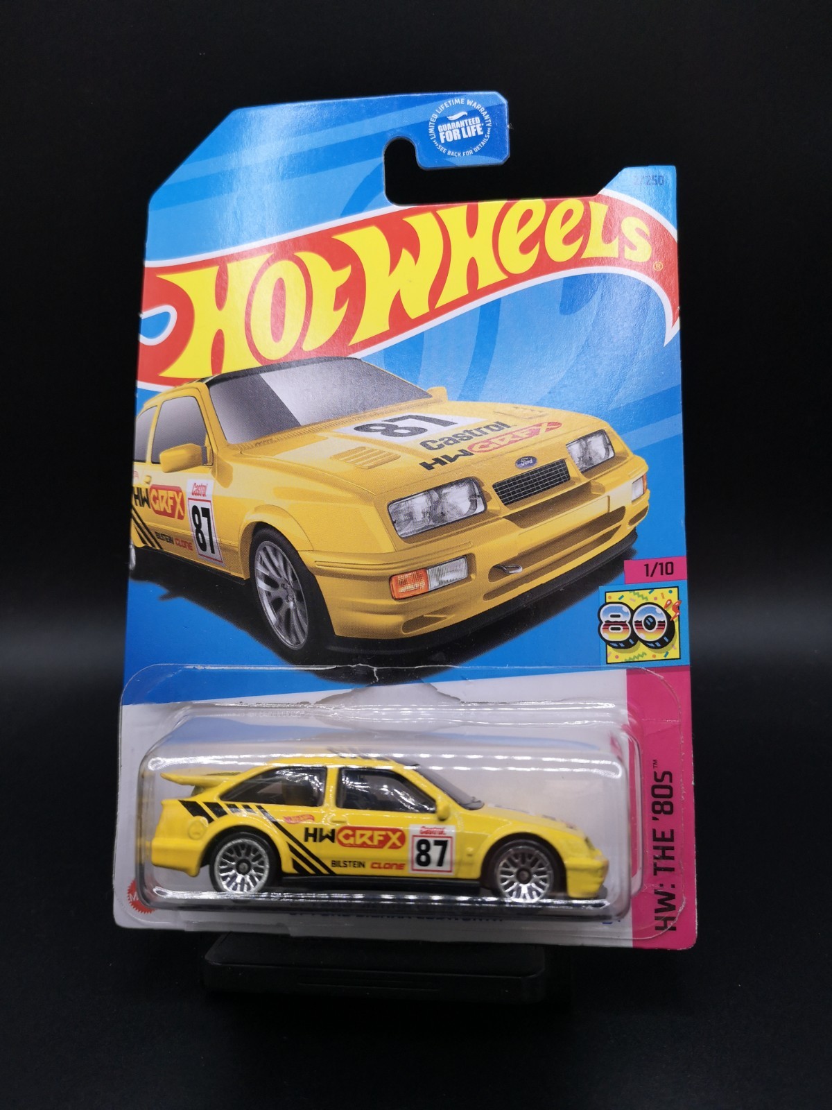Hot Wheels 87 Ford Sierra Cosworth Yellow Kroger exclusive Open card loose