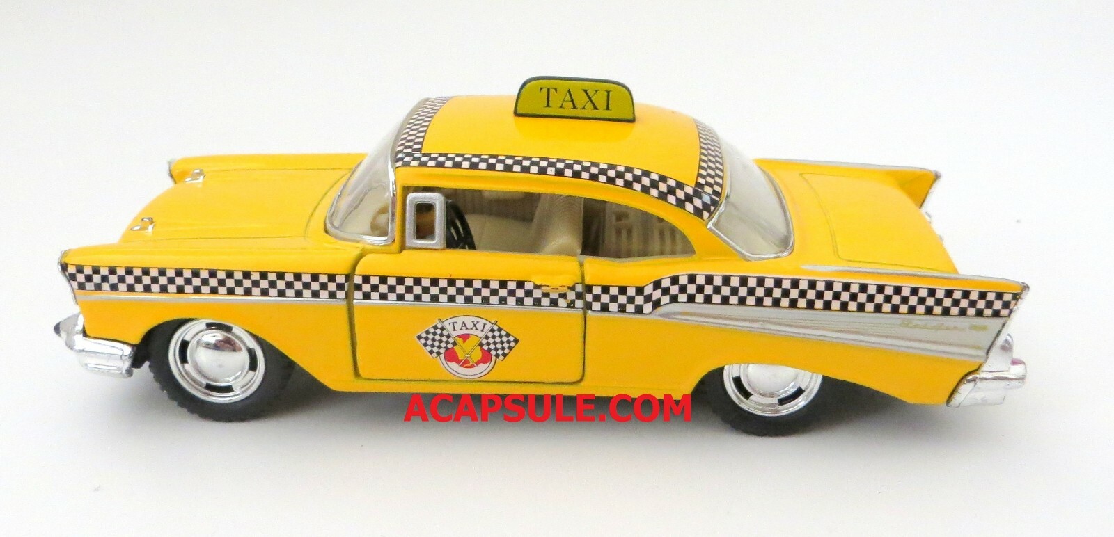 Lot of 3 Diecast Taxies with Pullback Action (57 Bel Air, Classic and Modern)
