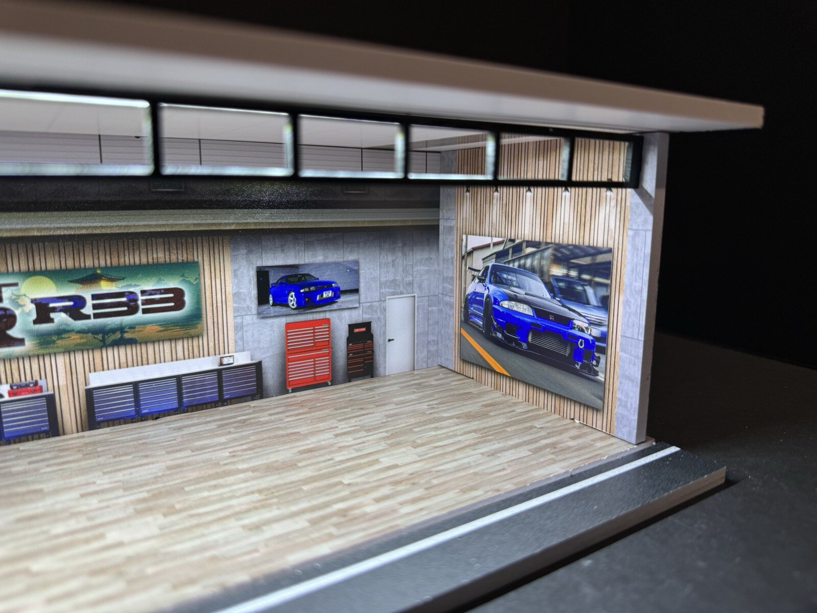 Nissan R33 Interior Theme FOR Hot Wheels 1:64 Model Diorama Garage LED Lighting!