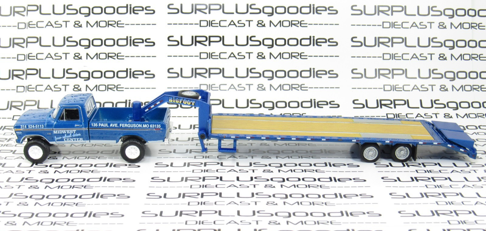 Greenlight 1:64 LOOSE 1974 FORD F-250 F250 Pickup w/BIGFOOT Gooseneck Trailer MW