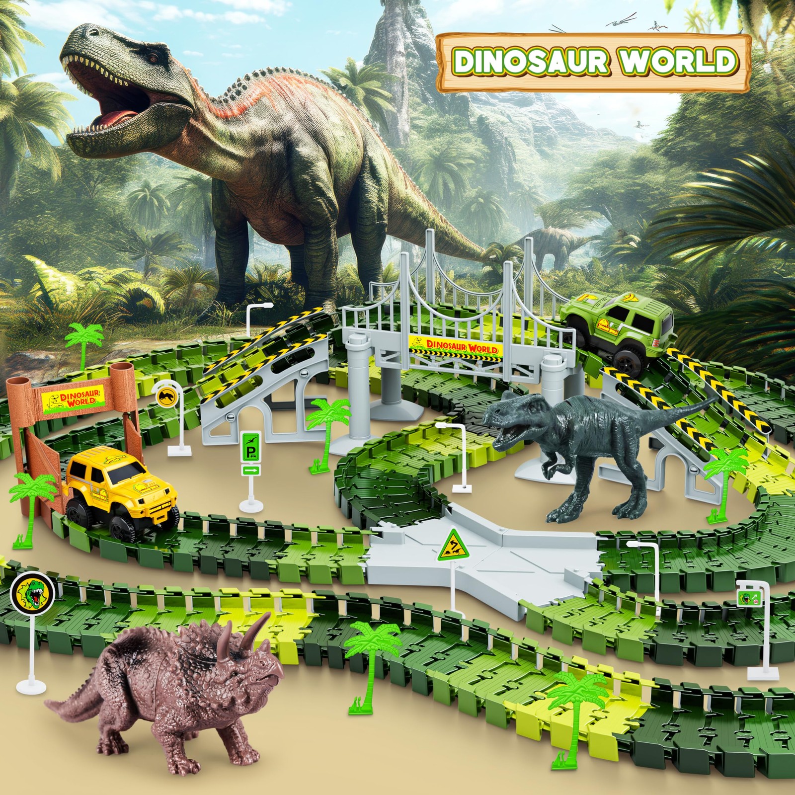 Dinosaur Track Set: 271 PCS Race Cars & Toys for Kids Ages 3-8