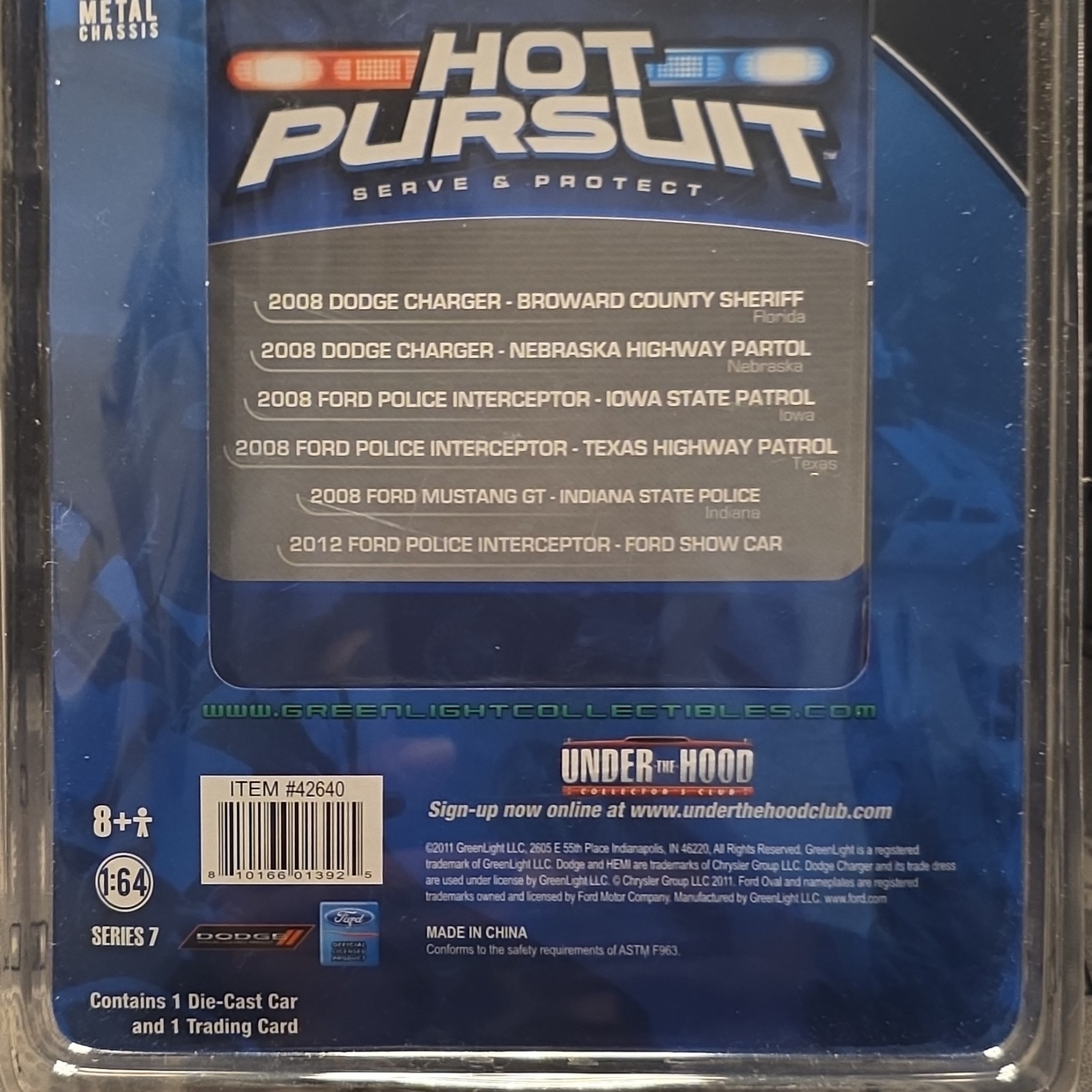 GreenLight Hot Pursuit Series 7 2008 Ford Police Interceptor Iowa STP 1:64