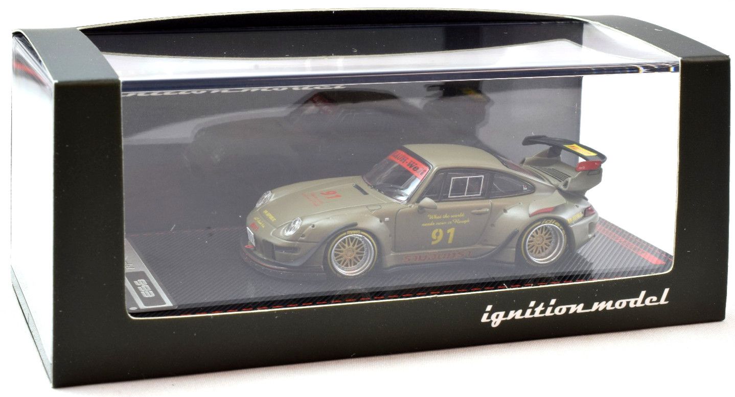Ignition Model Matte Green RWB-Porsche 993 911 1:64 Scale Diecast Car IG3873