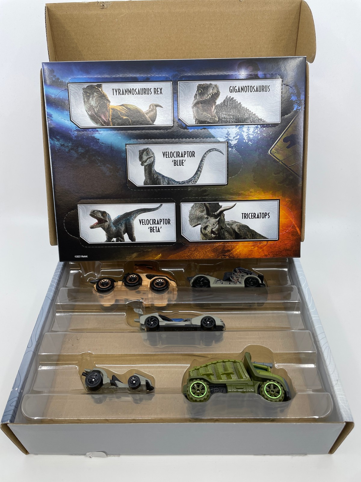 ?Hot Wheels Jurassic World Character Cars 5-Pack, Multipack of Toy Vehicles, Gif