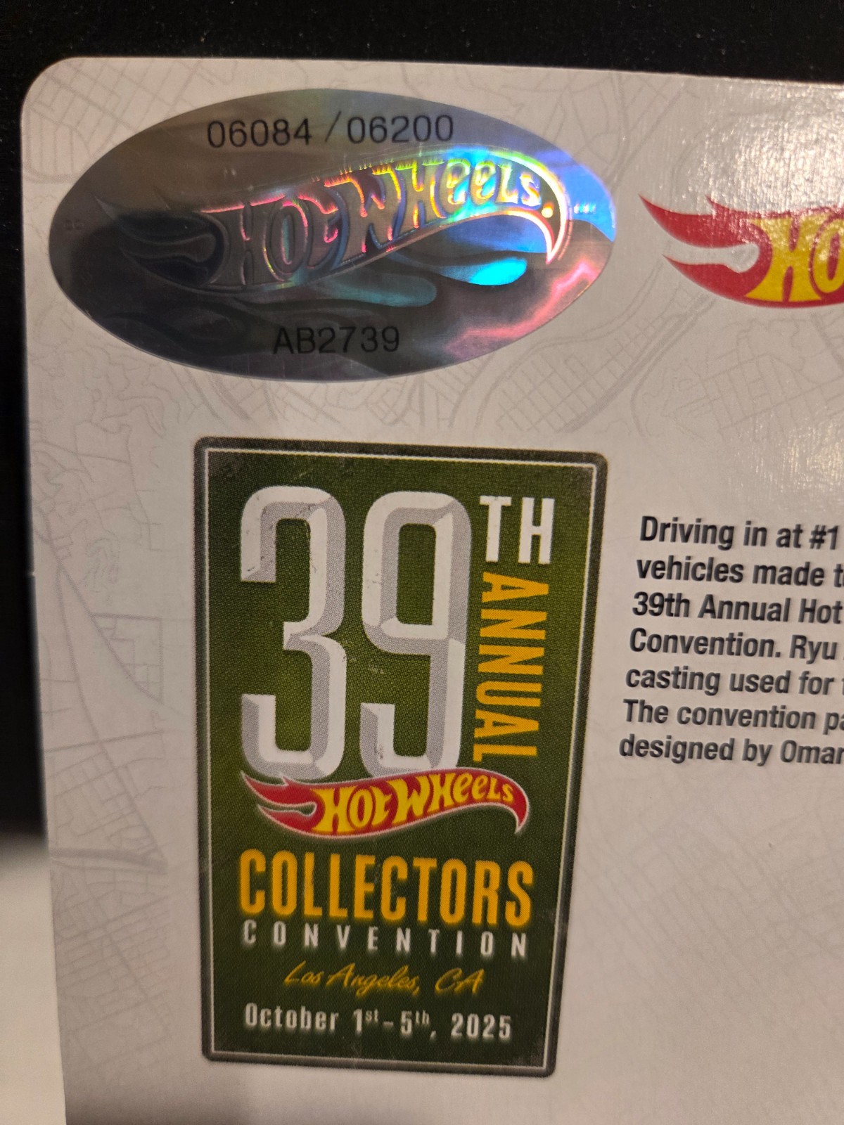 Hot Wheels 2025 39th LA Convention 99 HONDA CIVIC TYPE R EK9 #6084/6200