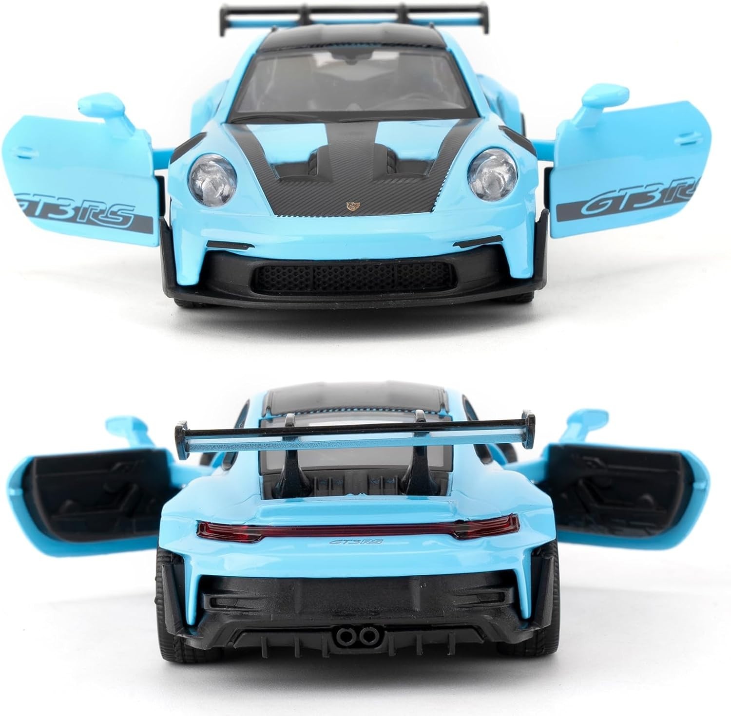 1:36 Scale Porsche 911 GT3 RS Diecast Toy Car – Pull Back, Doors Open, Blue