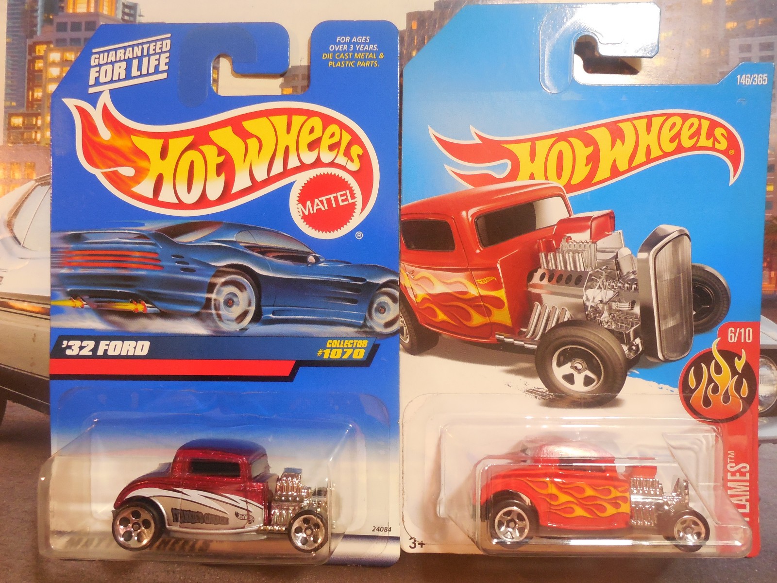 Hot Wheels ’32 Ford Lot 4 COOL CLASSICS RED EDITION FLAMES UNO RAT ROD FREE SHIP