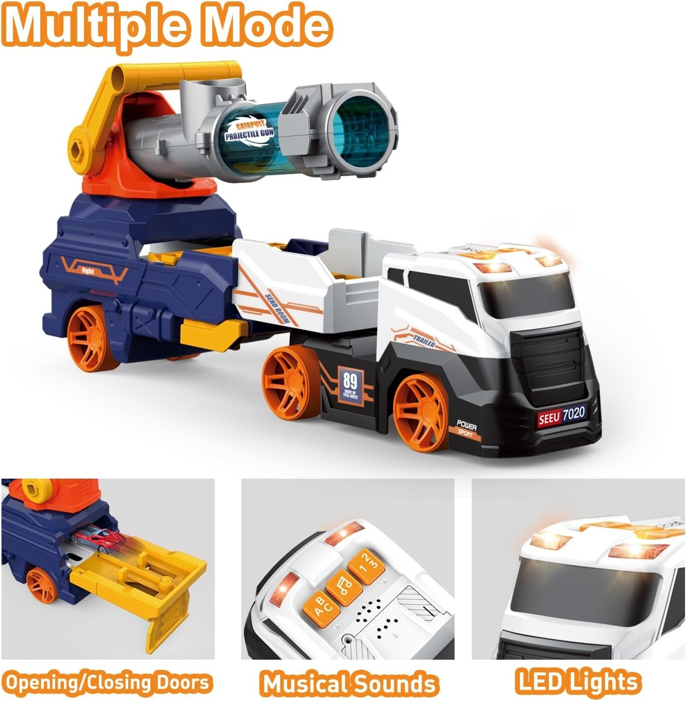 Interactive Ejection Truck Toy with Racing Cars for Boys and Girls Ages 3 Plus