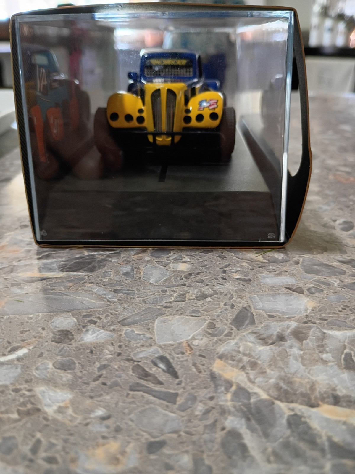 Pioneer F Legends 1934 Dodge Coupe 1:30 Diecast Slot Car Blue/Yellow Case