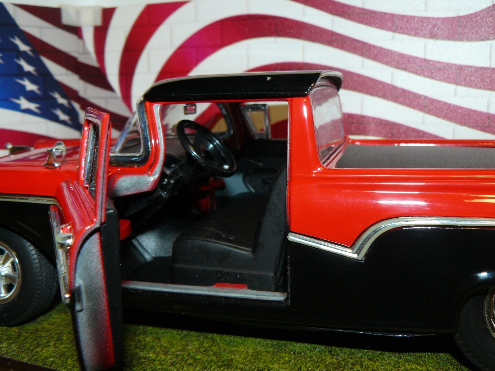 1/18, ( IB ) Custom made 1957 Ford Ranchero , gasser black and red , no box